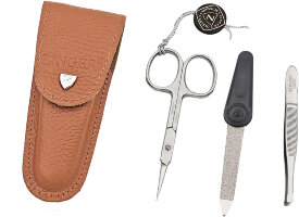 Маникюрный набор Zinger MS-Z3, 3 предмета, натуральная кожа, серебристый/оранжевый