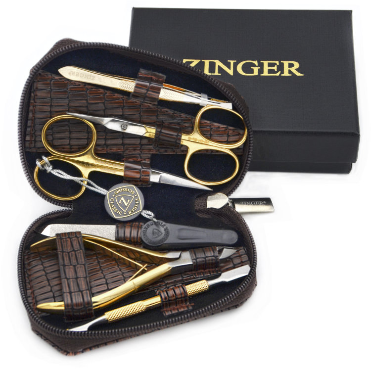 Маникюрный набор Zinger 7103 G, на молнии, 6 предметов