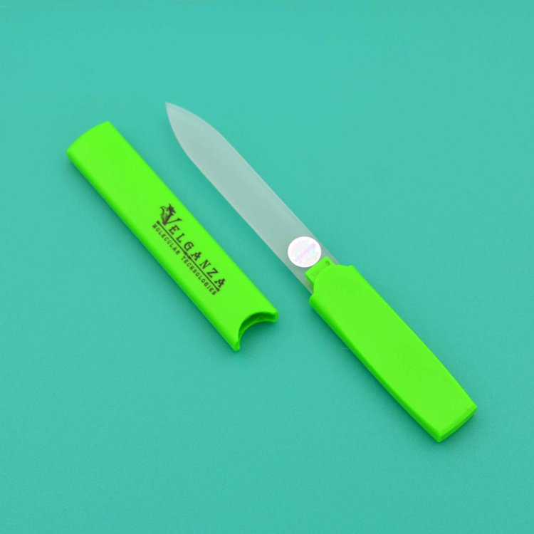 Velganza, Стеклянная пилка для ногтей 13 см, зеленая