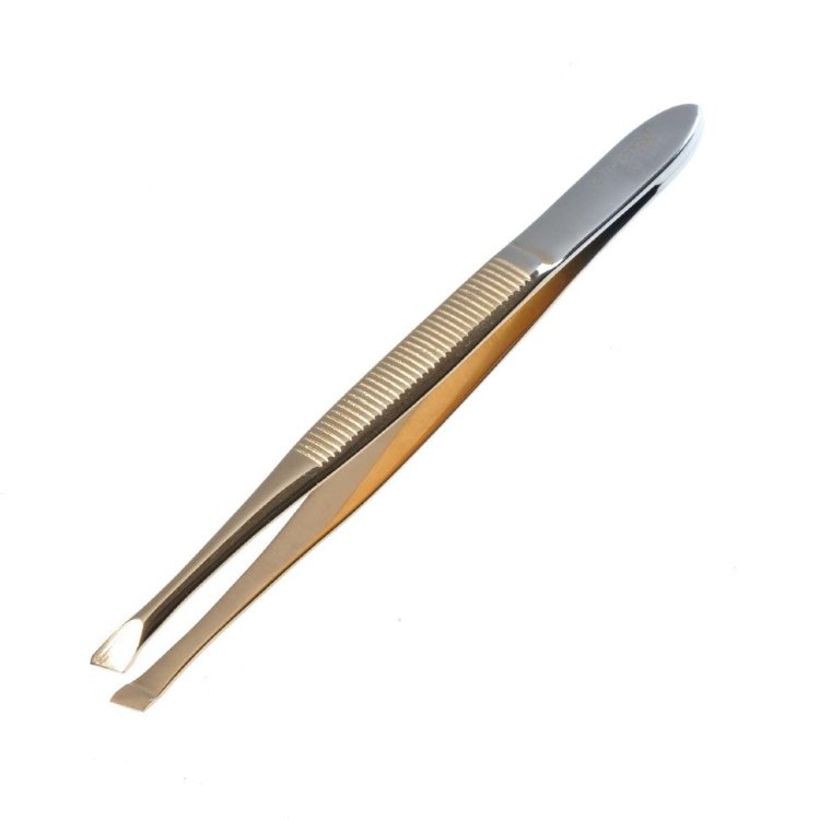 Пинцет для бровей скошенный Zinger B-158-HG, Classic, ручная заточка