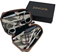 Маникюрный набор Zinger 7103, 6 предметов, медицинская сталь, серебристый/зеленый клетка
