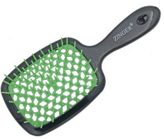 Расческа массажная продувная Zinger 8586 LK (mda-437) черная/зеленая