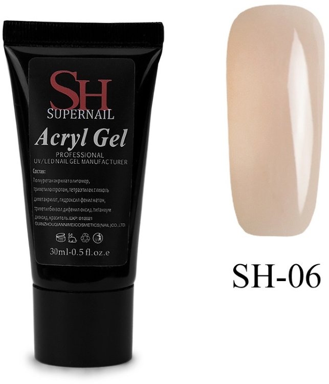 SH Super Nail, Acryl Gel №06, 30 мл