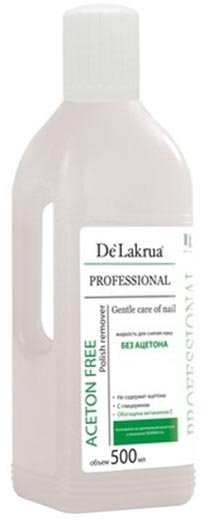 De Lakrua, Жидкость для снятия лака без ацетона Aceton Free, 500 мл.