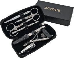 Маникюрный набор мужской Zinger 8105, 7 предметов, медицинская сталь, серебристый/черный
