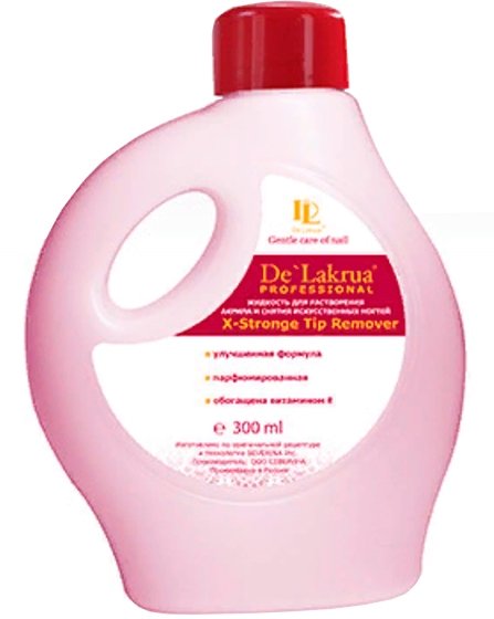 De Lakrua, Жидкость для снятия акрила и искусственных ногтей X-Stronge Tip Remover, 300 мл.