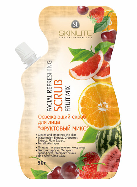 Skinlite, Скраб для лица освежающий «Фруктовый микс», SL-696, 50 г