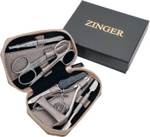 Маникюрный набор Zinger 7103, 6 предметов, медицинская сталь, серебристый/светлый шампань