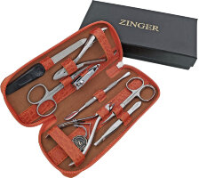Маникюрный набор Zinger 7106, 8 предметов, медицинская сталь, серебристый/оранжевый